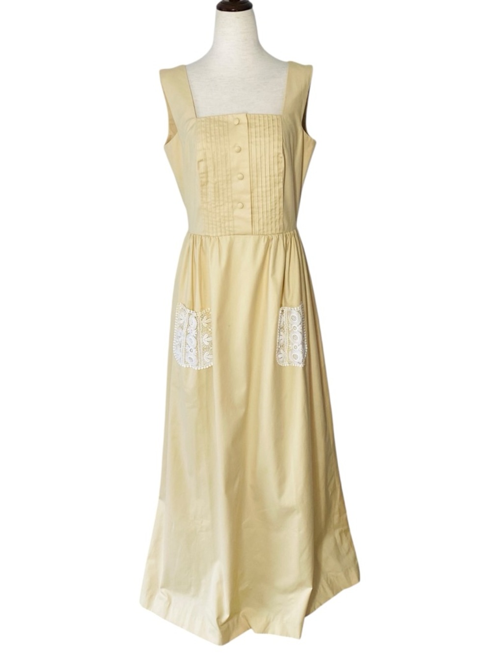 HANDMADE Pintuck Pleat Apron Maxi Dress